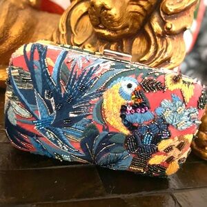 Zara unique amazonian safari jungle toucan parrot mini night party clutch